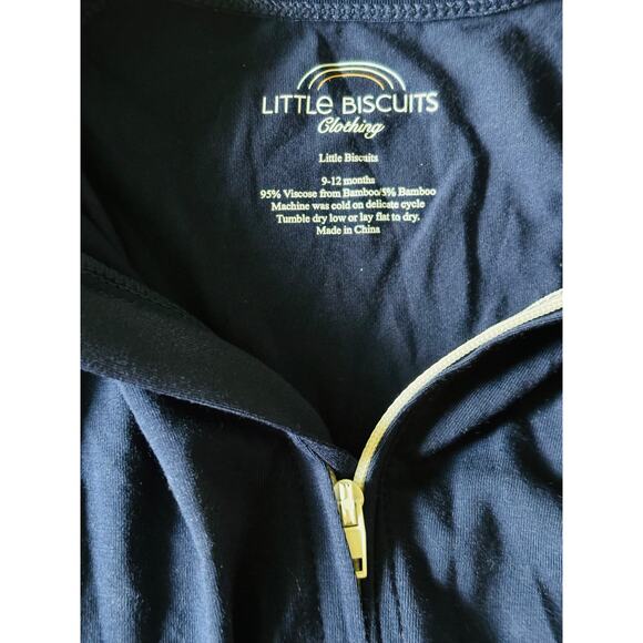 Little Biscuits Bamboo Sleeper 9-12 Months NWOT Navy Blue - Picture 3 of 3